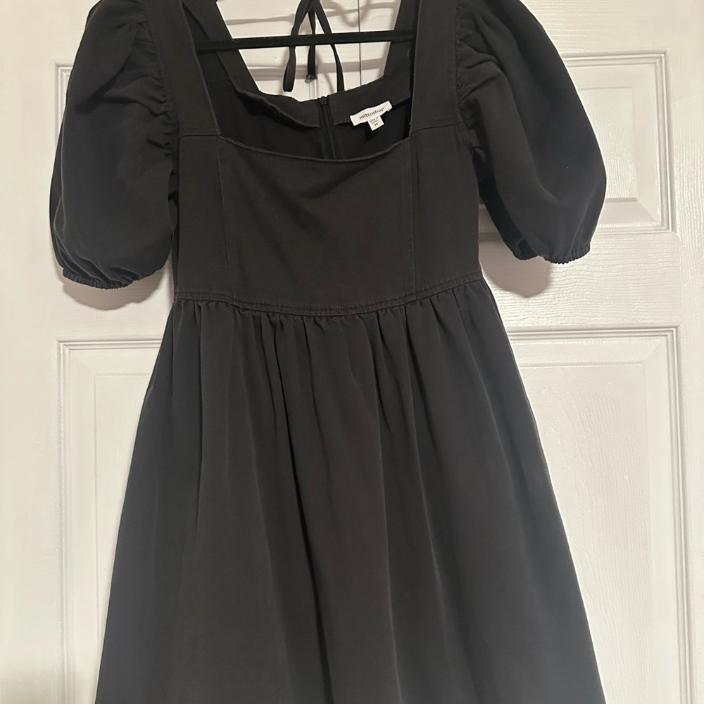 Mittoshop Women’s Denim Black Puff Sleeve Mini Dress